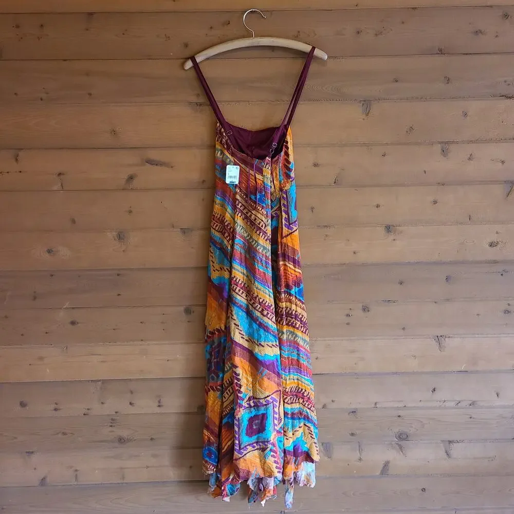 Free People Dress Sahara Maxi NWT Rare Desert S Boho Western Serape Rodeo Flowy - Picture 3 of 7